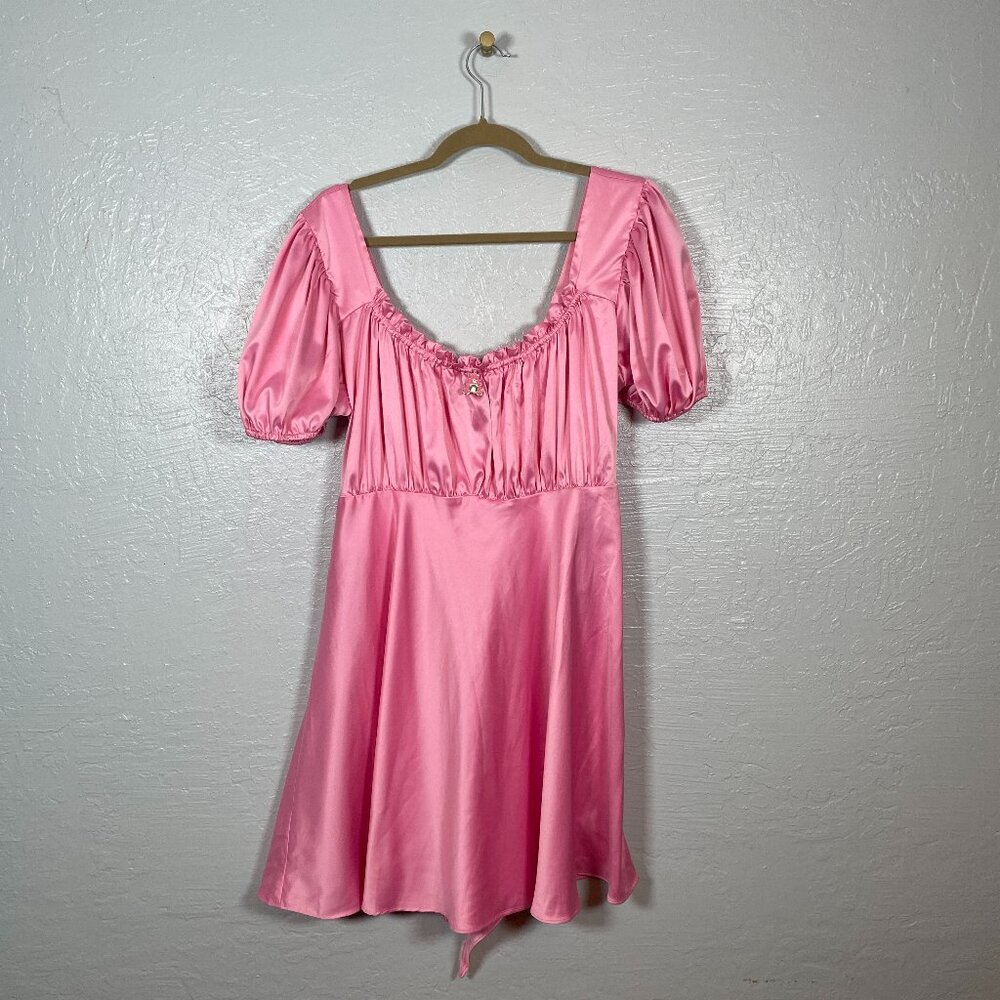 Dolls Kill X Care Bears Women Plus Size 1X Pink Here to Cheer Mini Dress Satin